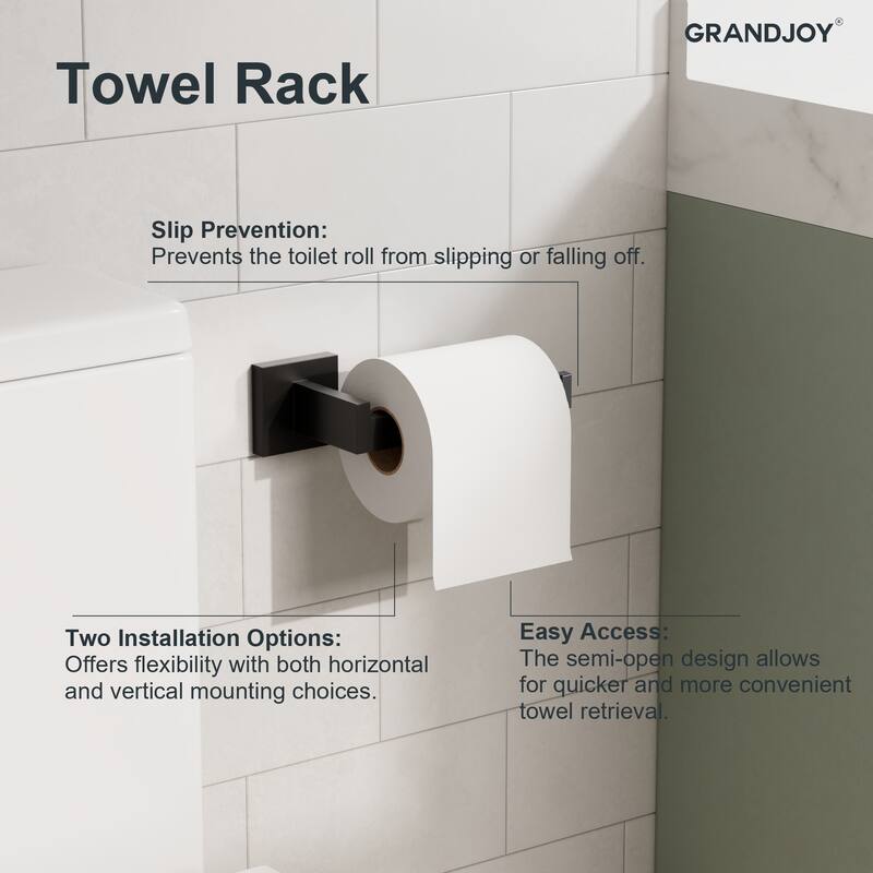 GRANDJOY 10" Rainfall Shower System with 4-Piece Bathroom Towel Bar Hardware Set Combo