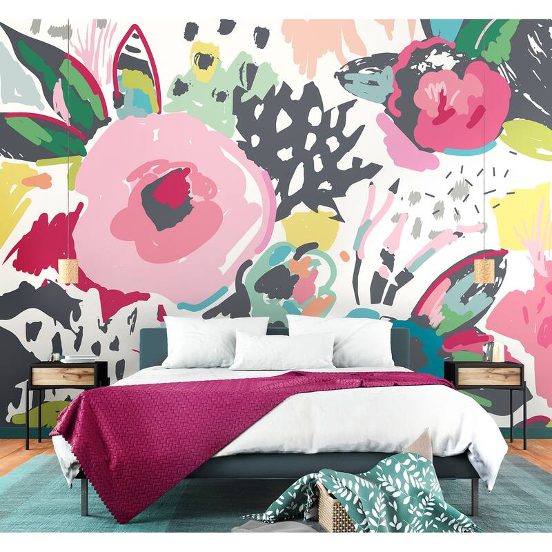 Vibrant Abstract Floral Wall Mural