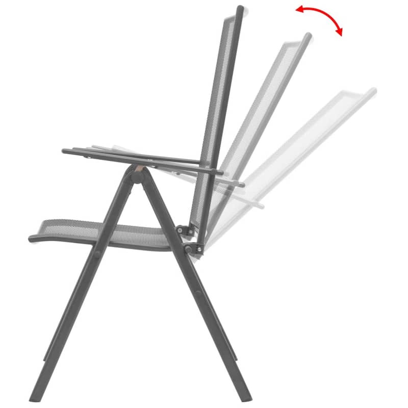 5pc Patio Dining Table Set with 4 Chairs, Square Table, Gray Metal