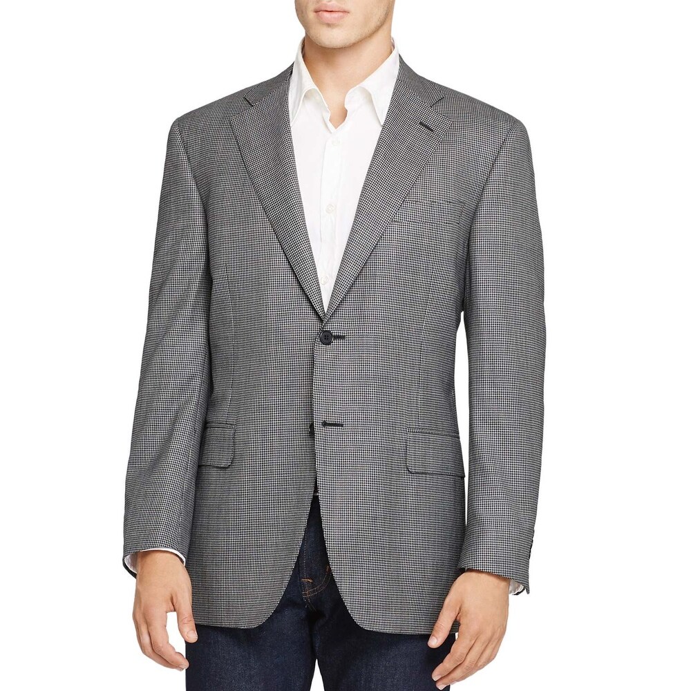 Alfani Mens Slim-Fit Black Micro-Grid Dinner Jacket 38S