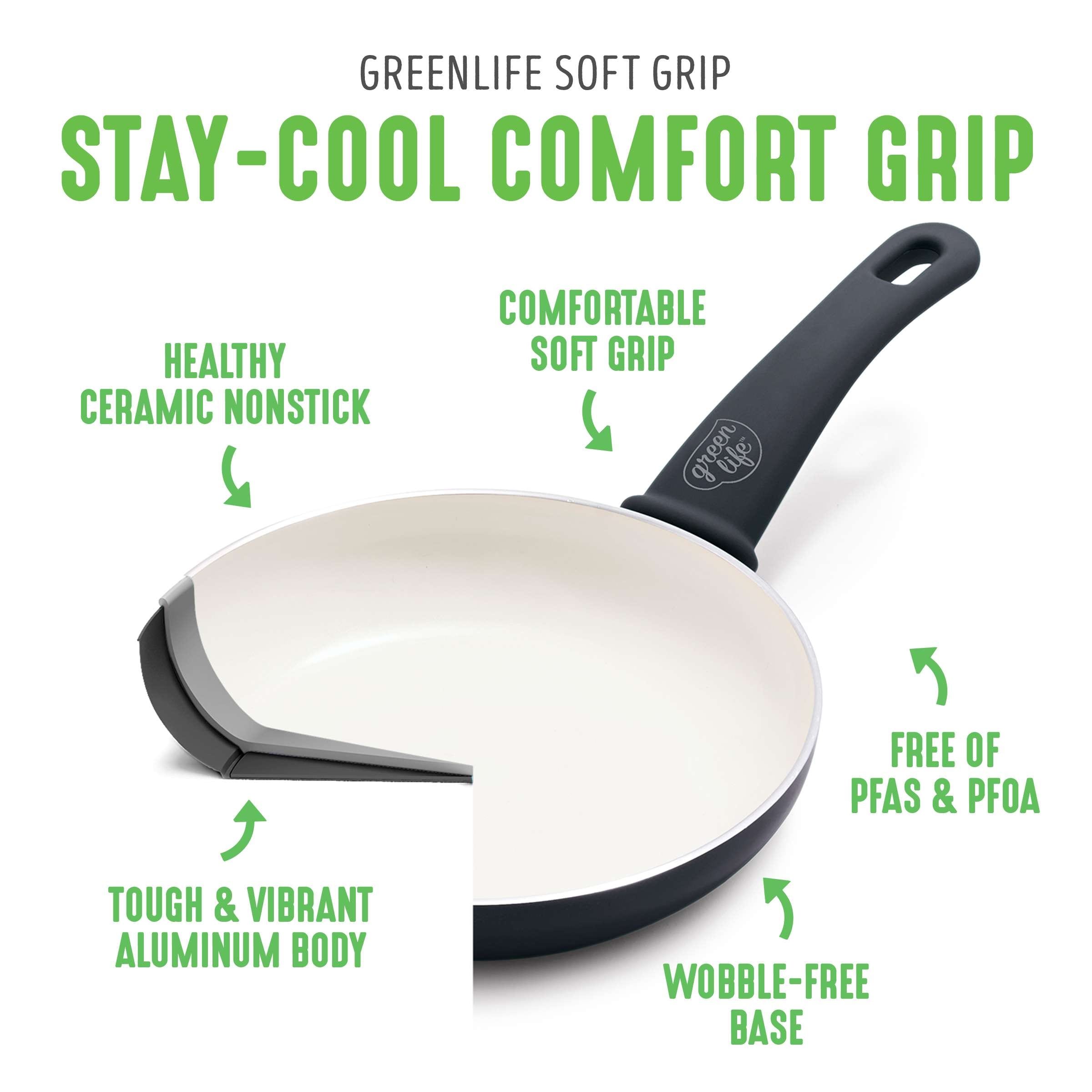 GreenLife Soft Grip Healthy Ceramic Nonstick, 7 And 10 Frying