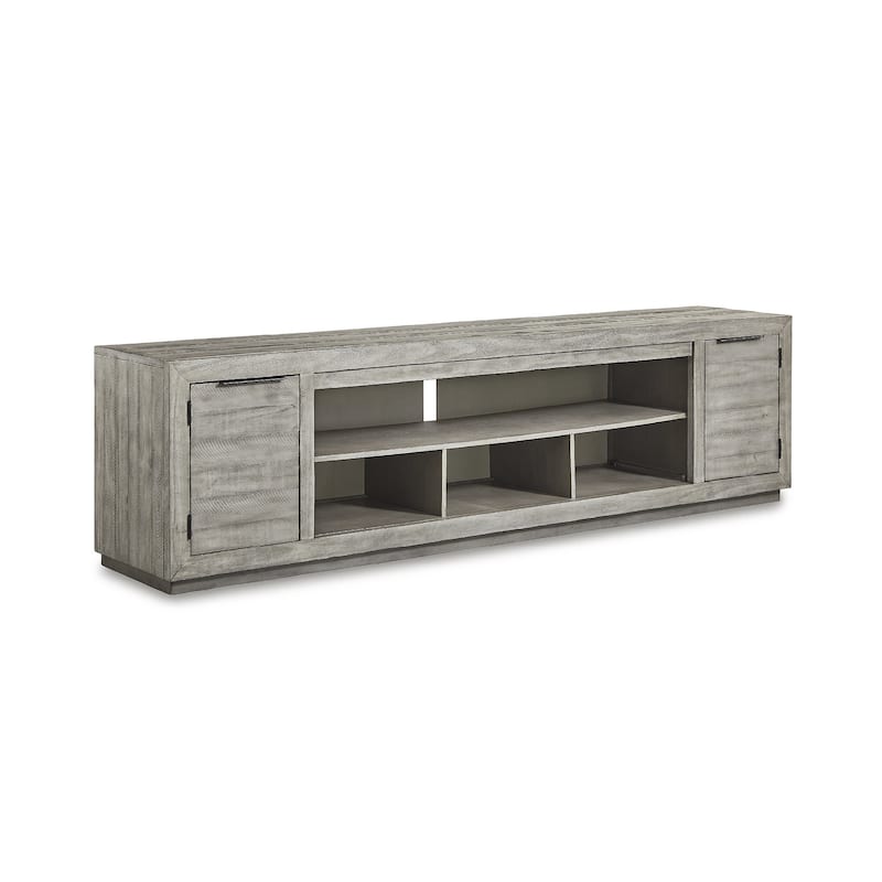 Signature Design by Ashley Naydell Gray Extra Large TV Stand with Fireplace Option - 92 inches in width