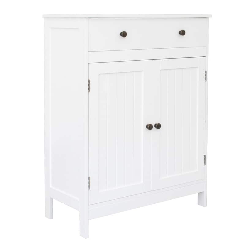White MDF Double-Door Cabinet with Adjustable Shelf and Bronze Handles - 23.63 x 11.82 x 31.50 - White