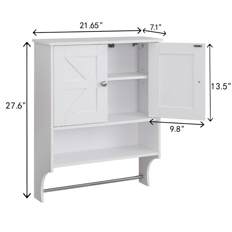 Over The Toilet Storage Cabinet, Farmhouse Medicine Cabinet with 2 Door and Adjustable Shelves, for Bathroom, Living Room