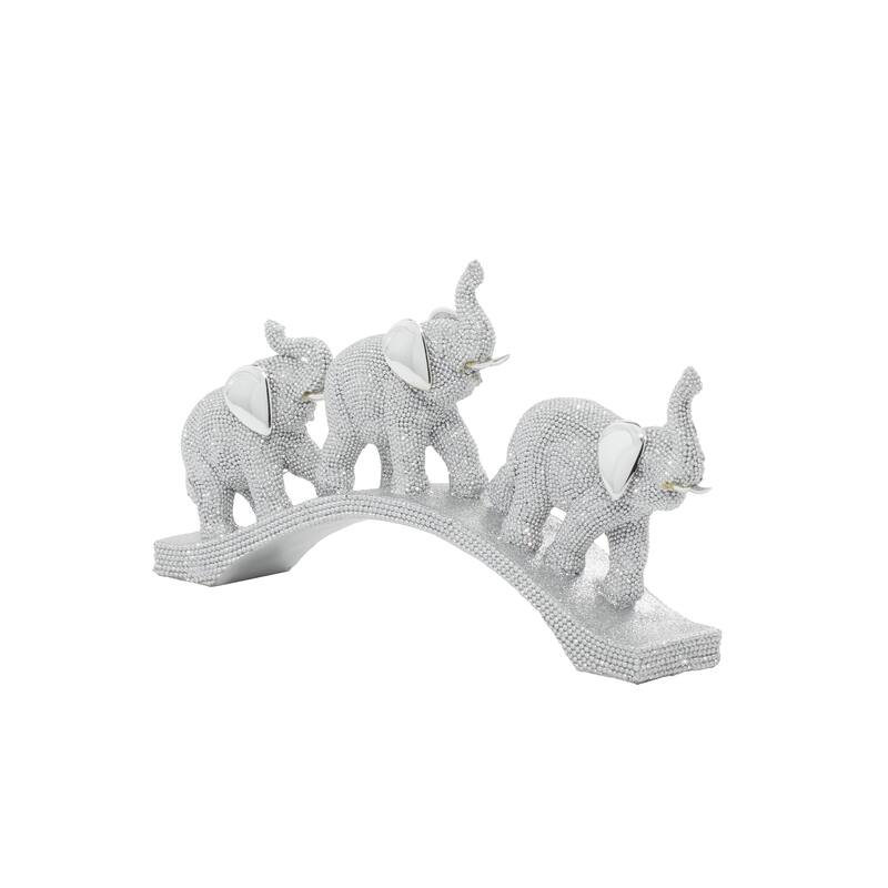 Polystone Elephant Decorative Sculpture - Silver - Roche River Decor - Silver