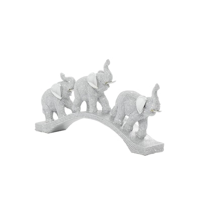 Polystone Elephant Decorative Sculpture - Silver - Roche River Decor