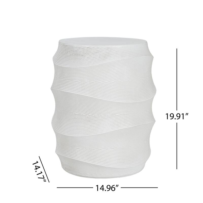 Christopher Knight Home - Esom Antique Artisan Outdoor Magnesium Oxide Side Table with Sculpted Silhouette Design - 14.96"L