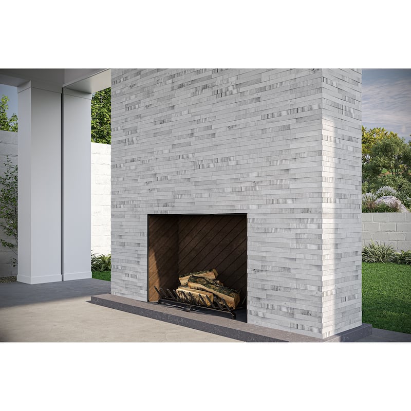 Weave 6 in. x 22 in. Panel and 8 in. x 24 in. Corner Honed Marble Wall Tile