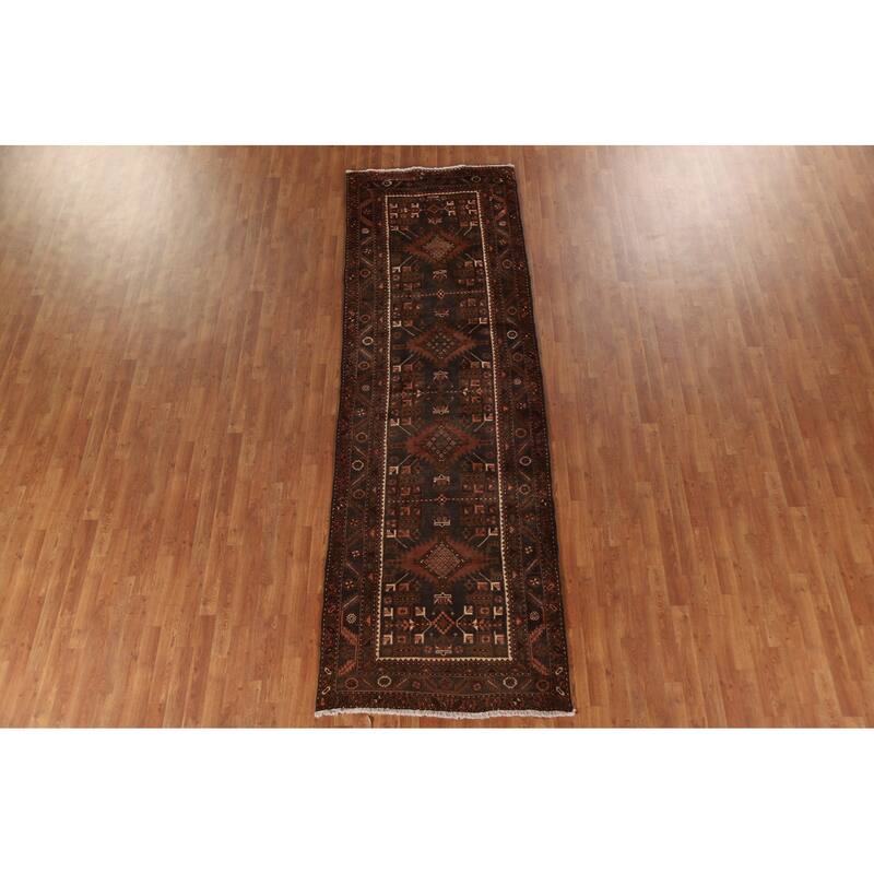 Heriz Persian Vintage Runner Rug Hand-knotted Wool Carpet - 3'8"x 11'4"