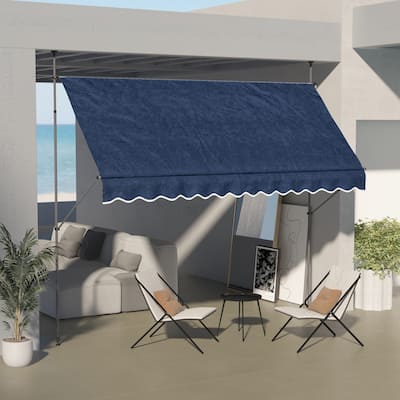 11.5' x 4' Freestanding Retractable Awning, Blue