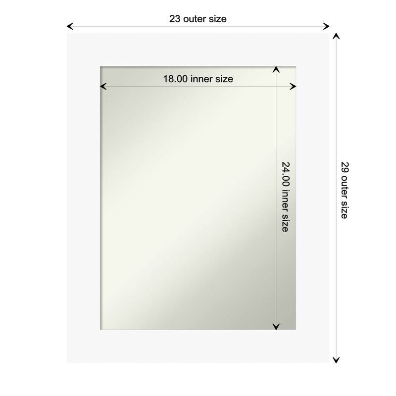 Basic Non-Beveled Wood Framed Bathroom Vanity Wall Mirror - Basic White - Glass Size 18x24
