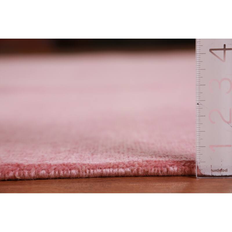 Hand Knotted Oriental 100% Wool Carpet Modern Solid Pink Gabbeh Area Rug - 12' 9'' X 9' 1''