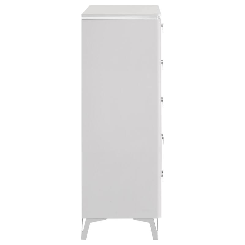 Cassia 5-drawer Bedroom Chest of Drawers White High Gloss