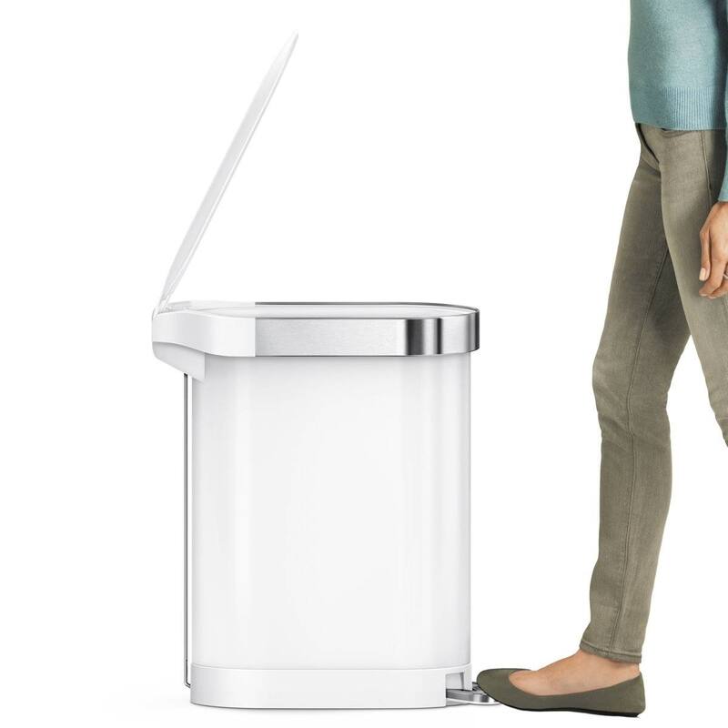 Steel 12-Gallon Narrow Kitchen Trash Can with Step On Lid