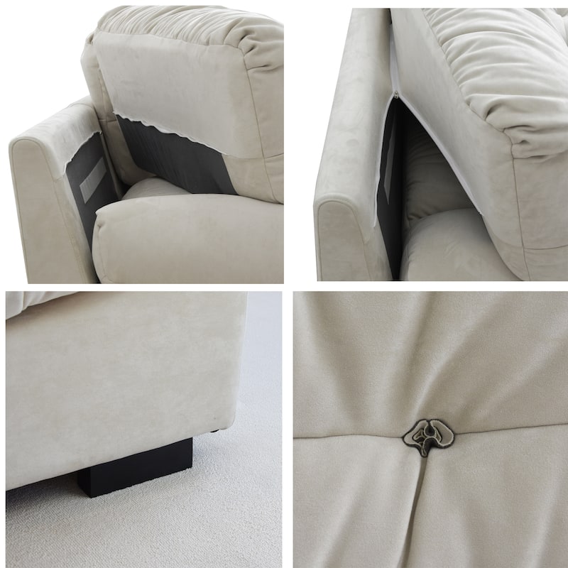 105" Suede Fabric Sectional Sofa Cloud Shape Couch for Living Room