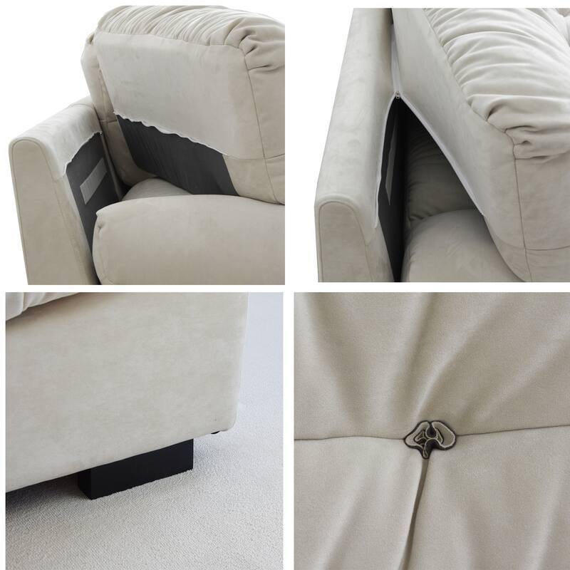 89" Suede Sectional Sofa Cloud Shape Couch for Living Room