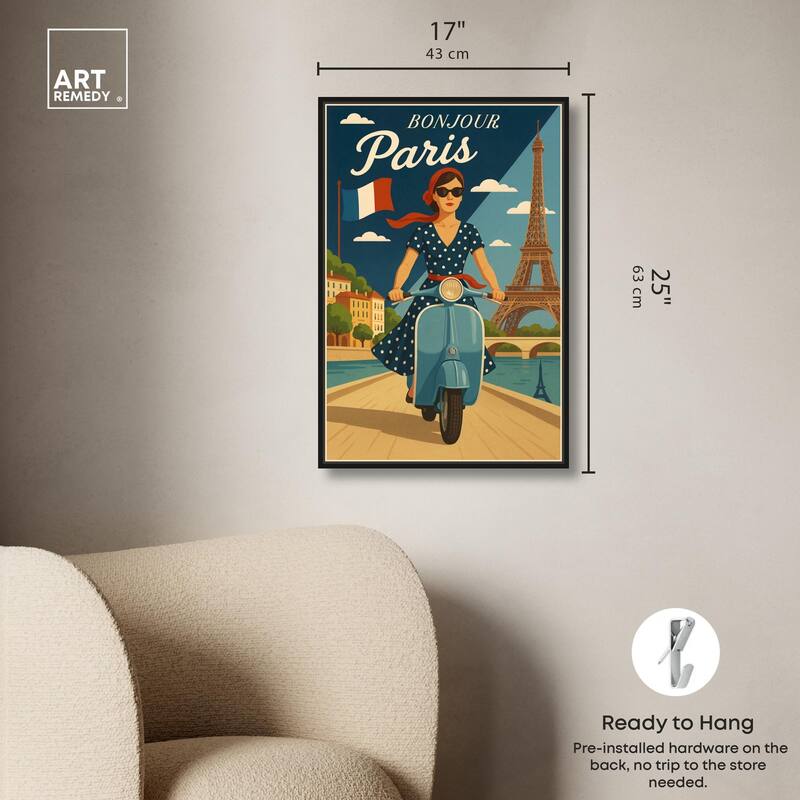 Scooter French Travel Canvas by Art Remedy