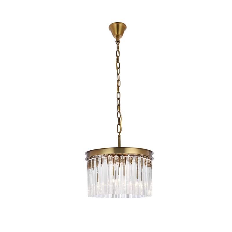 Indigo Home round crystal pendant in satin gold