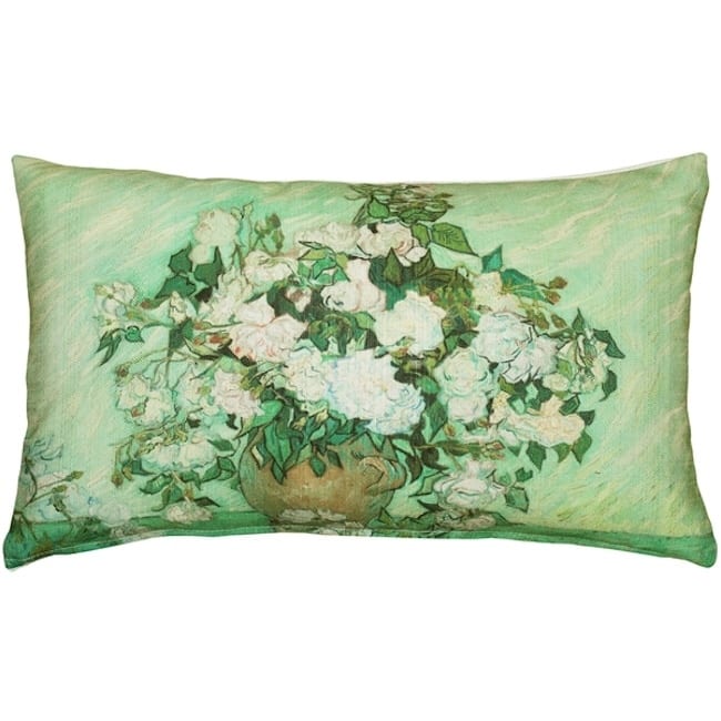 Van Gogh Vase with Pink and Green 12x20 Throw Pillow with Polyfill Insert