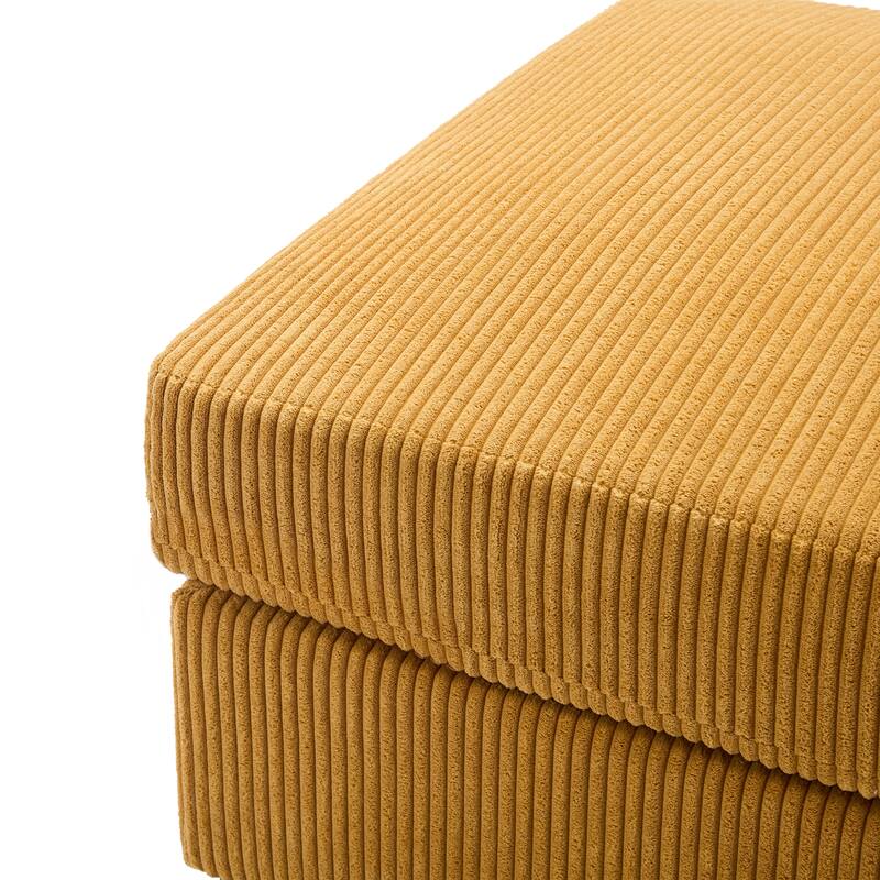 Modern Rectangle Oversized Stripe Corduroy Ottoman