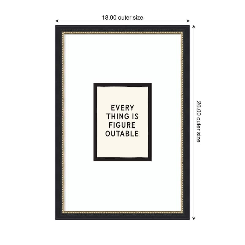 Kate and Laurel Everything is Figureoutable Positive Quote Black and White by Lucky Guava Framed Wall Art Print