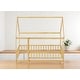 preview thumbnail 18 of 36, Twin / Full Size Wooden House Bed with Fence and Roof bed Frame, Montessori Style Floor Bed for Kids