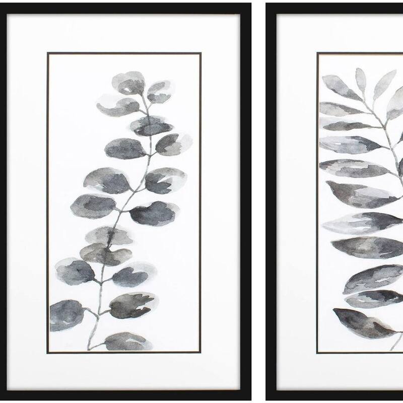 HomeRoots Set Of Two Nature Leaf Black Framed Wall Art