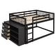 preview thumbnail 7 of 17, Luxury Full over Full Bunk Bed with 4 Drawers, 3 Shelves and Built-in Ladder for Maximized Space, Espresso