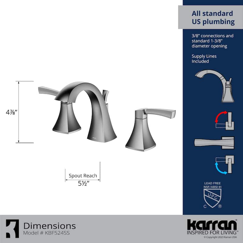 Karran USA KBF524 Randburg 1.2 GPM Widespread Bathroom Faucet with