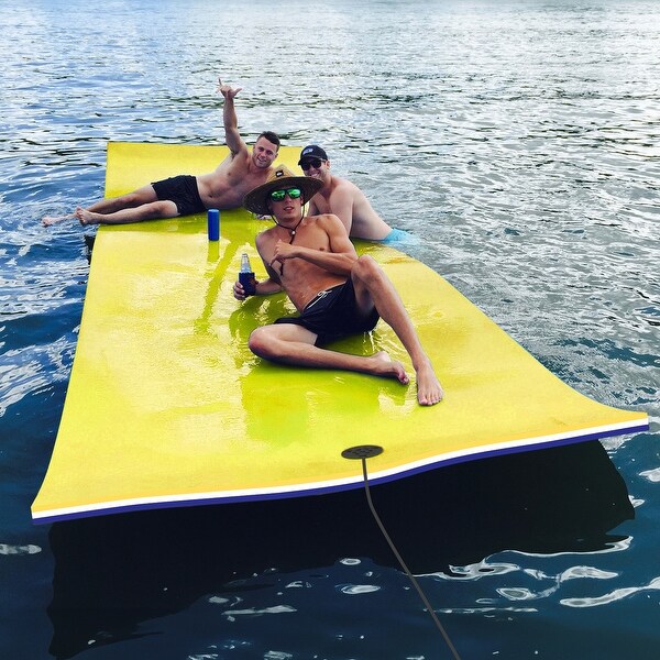 3 Layer Swimming Pool Float Floating Mat in Yellow and Blue - Bed