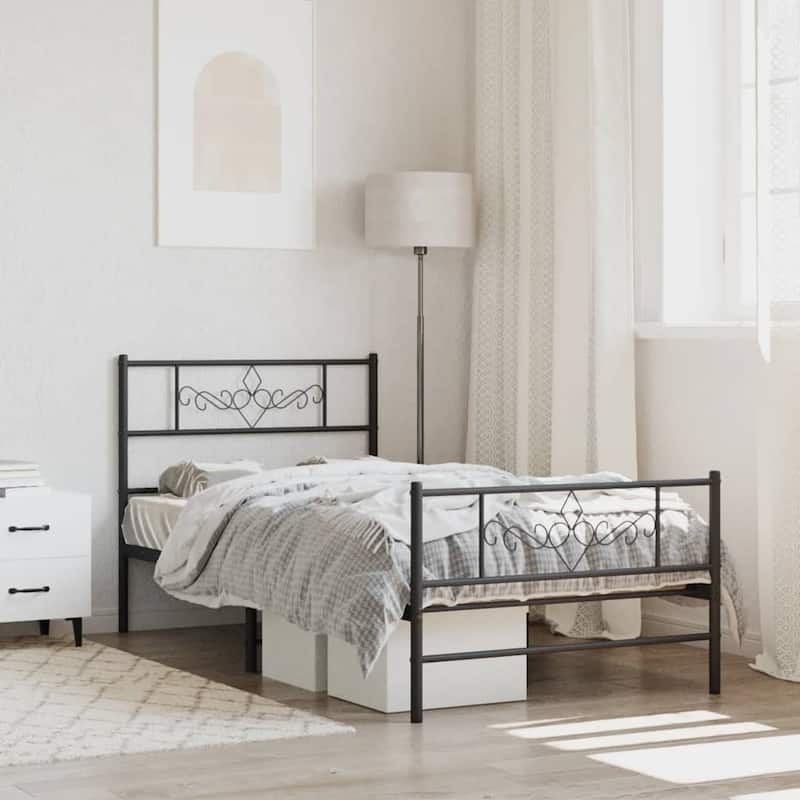 vidaXL 12 Inches Black Twin XL Metal Bed Frame No Mattress - 81.5" x 41.3" x 35.4"