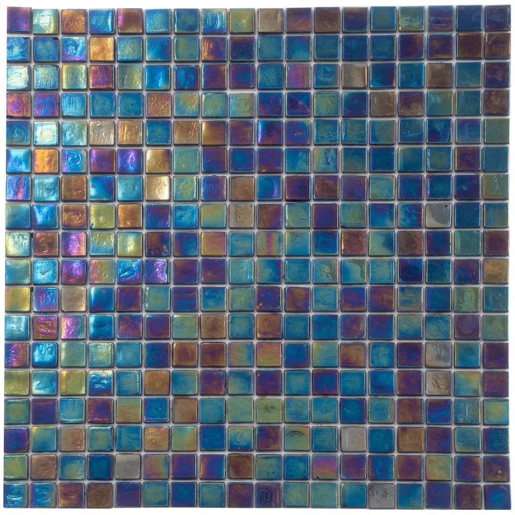 Apollo tile 12" x 12" Skosh Glossy Dark Shimmer Multi Blue Glass Tile (9.34 sq ft/case) - 10 Pack