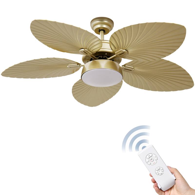 Moasis 52" Palm Leaf Tropical Style Ceiling Fan LED Light with Remote