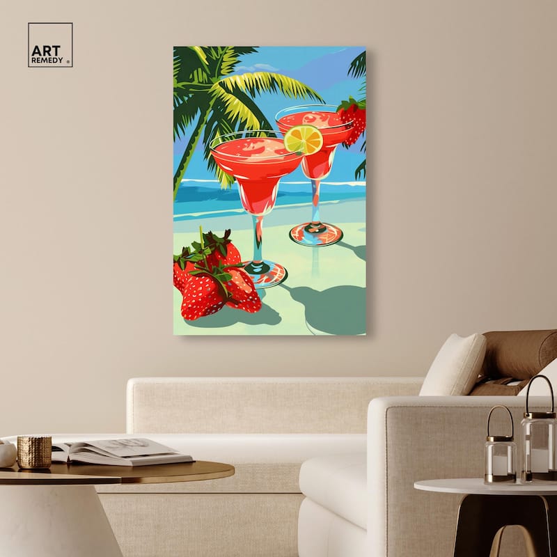 Strawberry Daiquri Breeze Canvas by Art Remedy, Gallery Wrapped