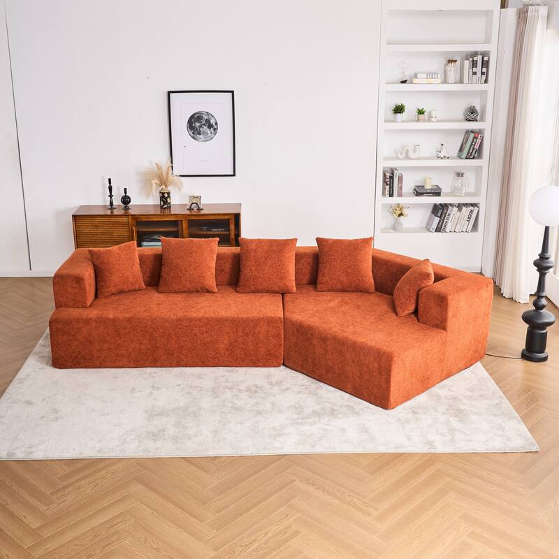 Special Shape Sleeper Sofa Chenille Floor Couch Deep Seat Recliner