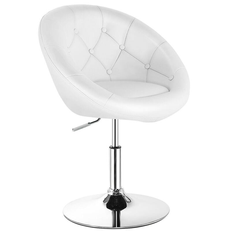 Gymax Set of 2 Swivel Bar Stools Height Adjustable Round Tufted Back - See Details