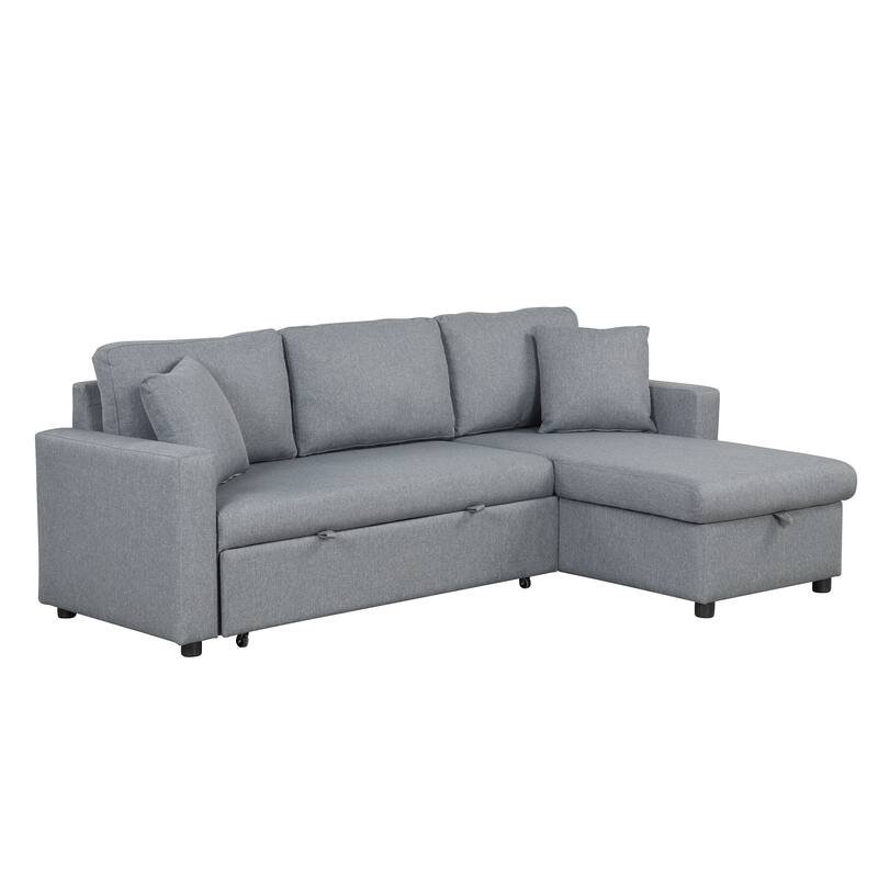 Modern Upholstery Sleeper Sectional Sofa with Storage Space