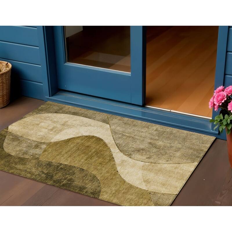 HomeRoots Abstract Transitional Rectangle Outdoor Rug - 3' x 5'