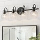 preview thumbnail 11 of 25, Olia Modern Black 3-Light Bathroom Vanity Light Minimal Globe Glass Wall Sconce 4-Light/29.5"