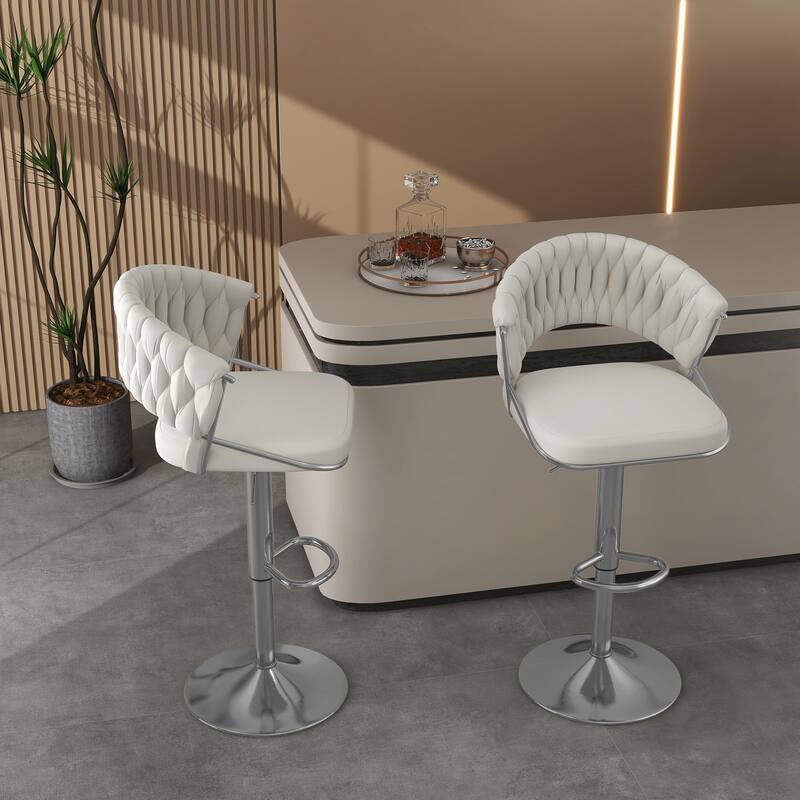 Modern Velvet Counter Bar Stools with Backs(Set of 2)