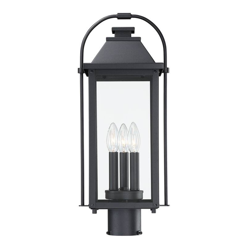 Brits 3-Light Black Outdoor Pier Mount Light Lantern Head - 20.8 in. H
