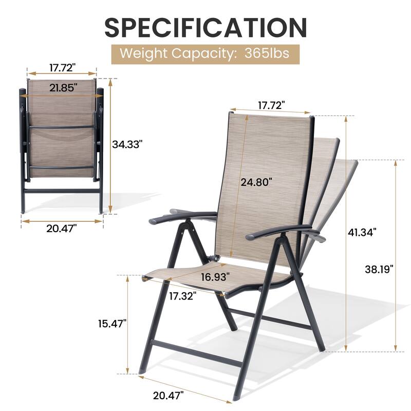 2/4/6-piece Folding Patio Chair Set Outdoor Adjustable Dining Chairs