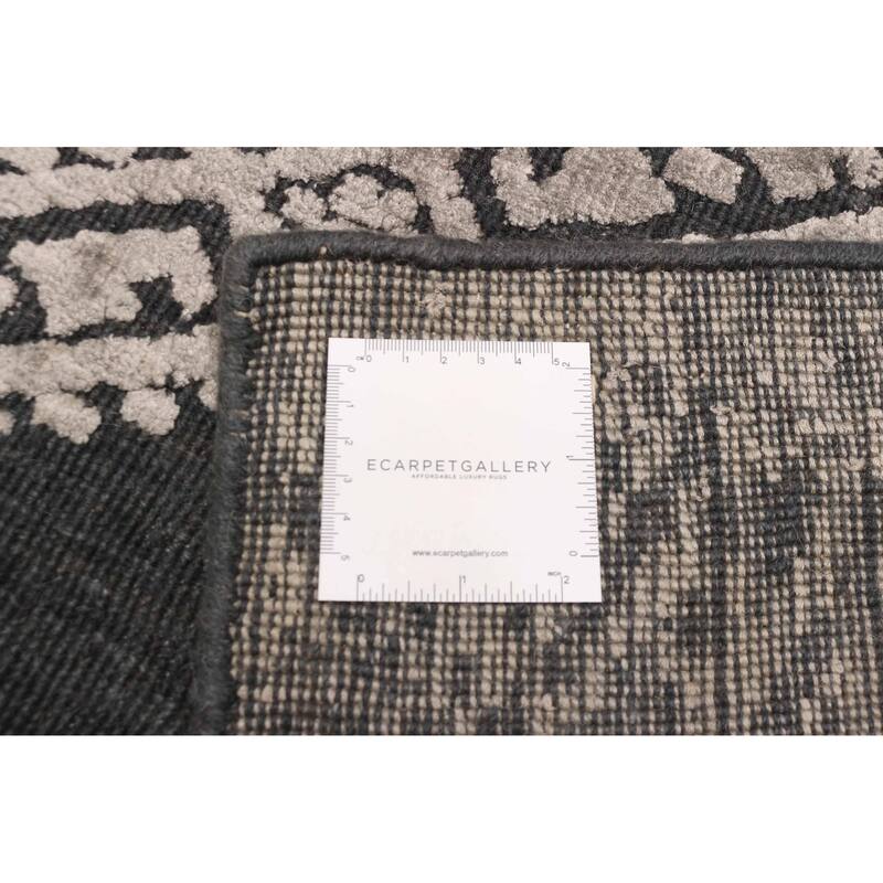 ECARPETGALLERY Hand Loomed Elysian Light Grey Viscose, Wool Rug - 5'3 x 7'9