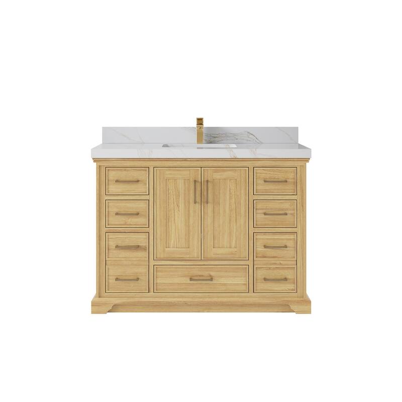 Willow Collections 48 in. W x 22 in. D Charlotte Teak Single Sink Bathroom Solid Teak Vanity with Countertop