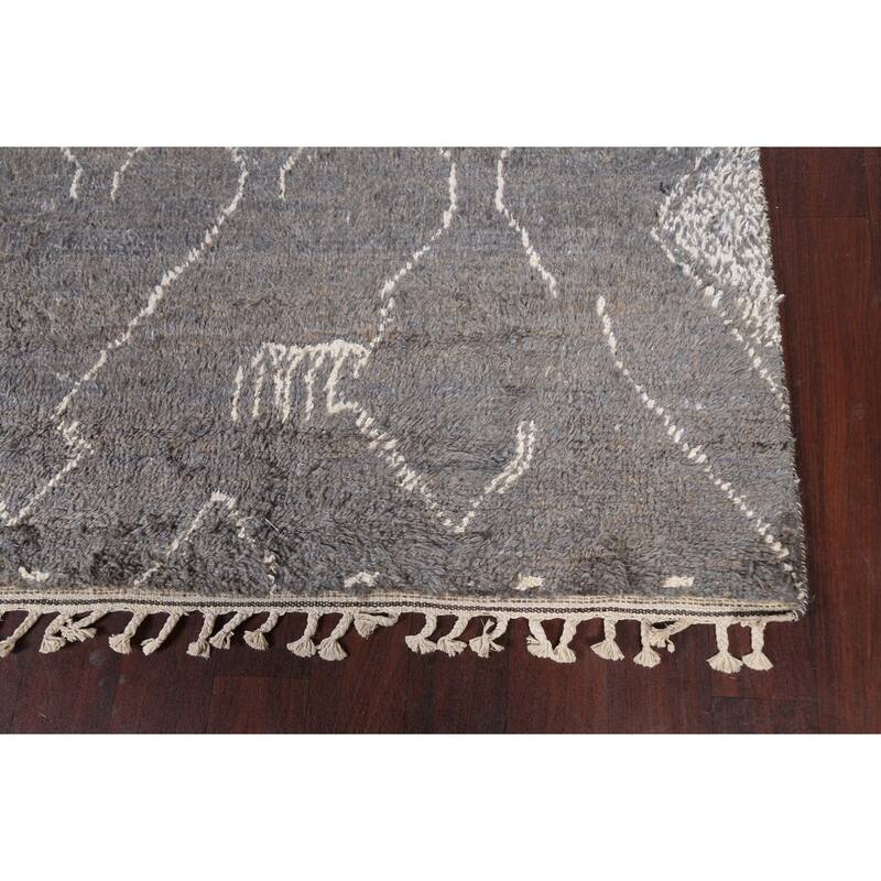 Trellis Modern Moroccan Wool Area Rug Hand-knotted Living Room Carpet - 9'11" x 14'6"