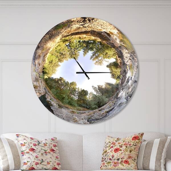 slide 2 of 10, Designart 'Wild River Tube' Oversized Landscapes Wall CLock