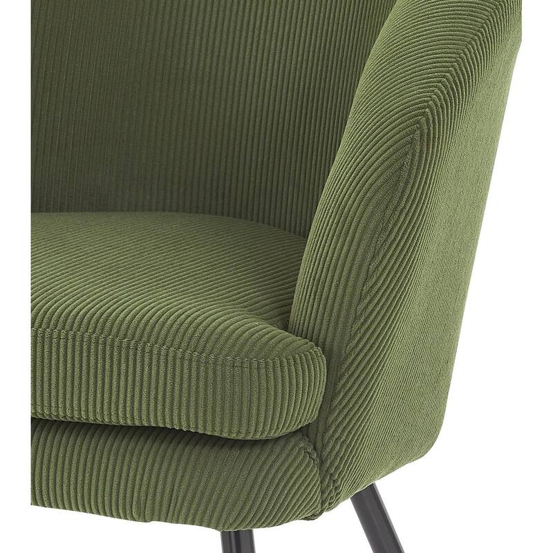 US Pride Furniture Modern Corduroy Accent Chair with Channel Back Design Black Metal Legs and Soft Upholstery