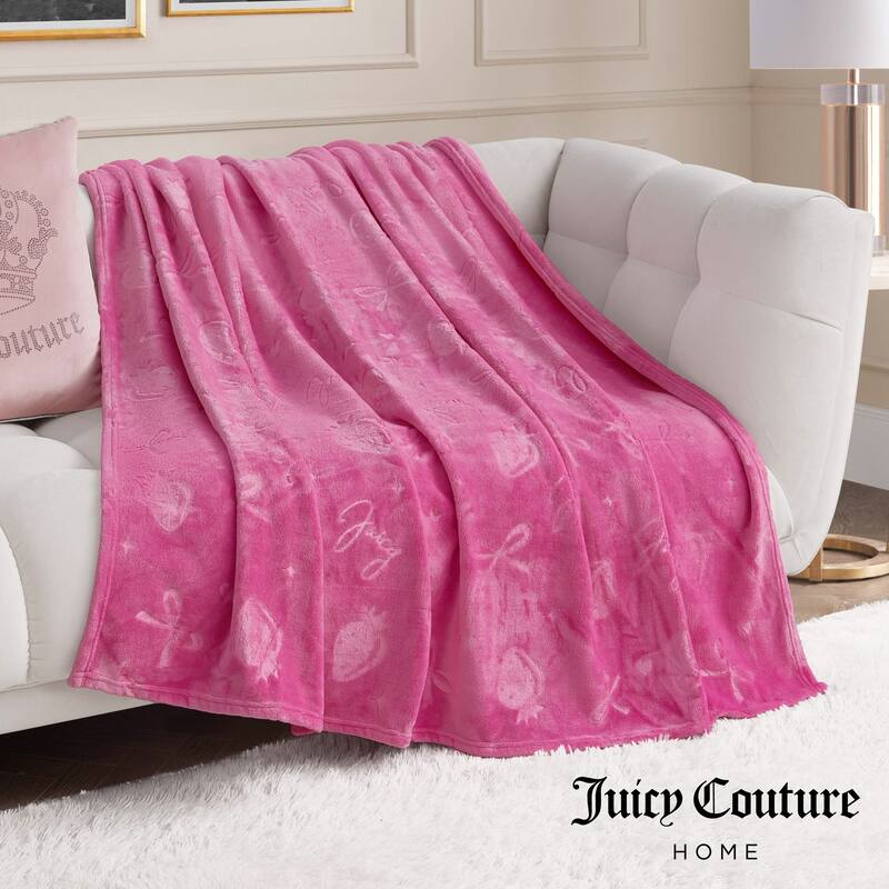 Juicy Couture 60"x70" Embossed Plush Throw Blankets