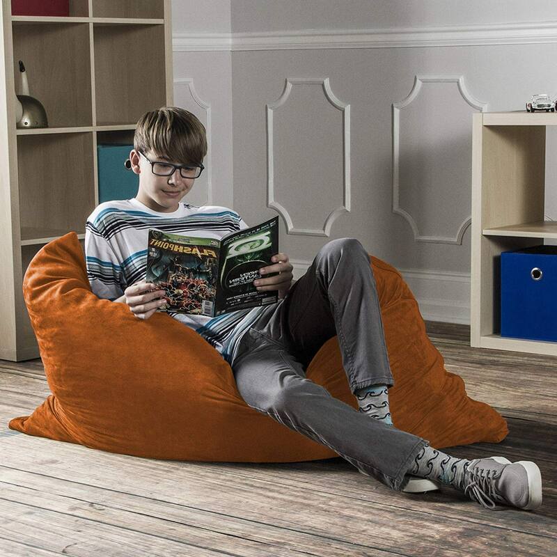 Solid Kids Microsuede Pillow Bean Bag - 44" - Mandarin Orange