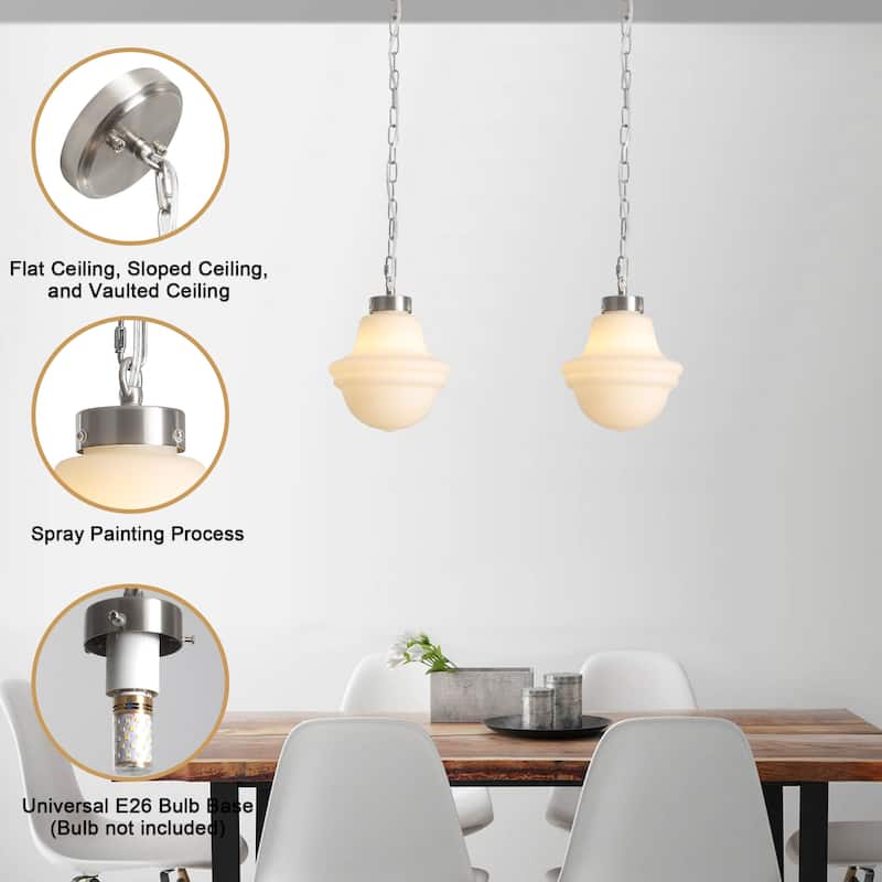 1- Light 8.26'' Wide Dimmable White Milk Glass Pendant